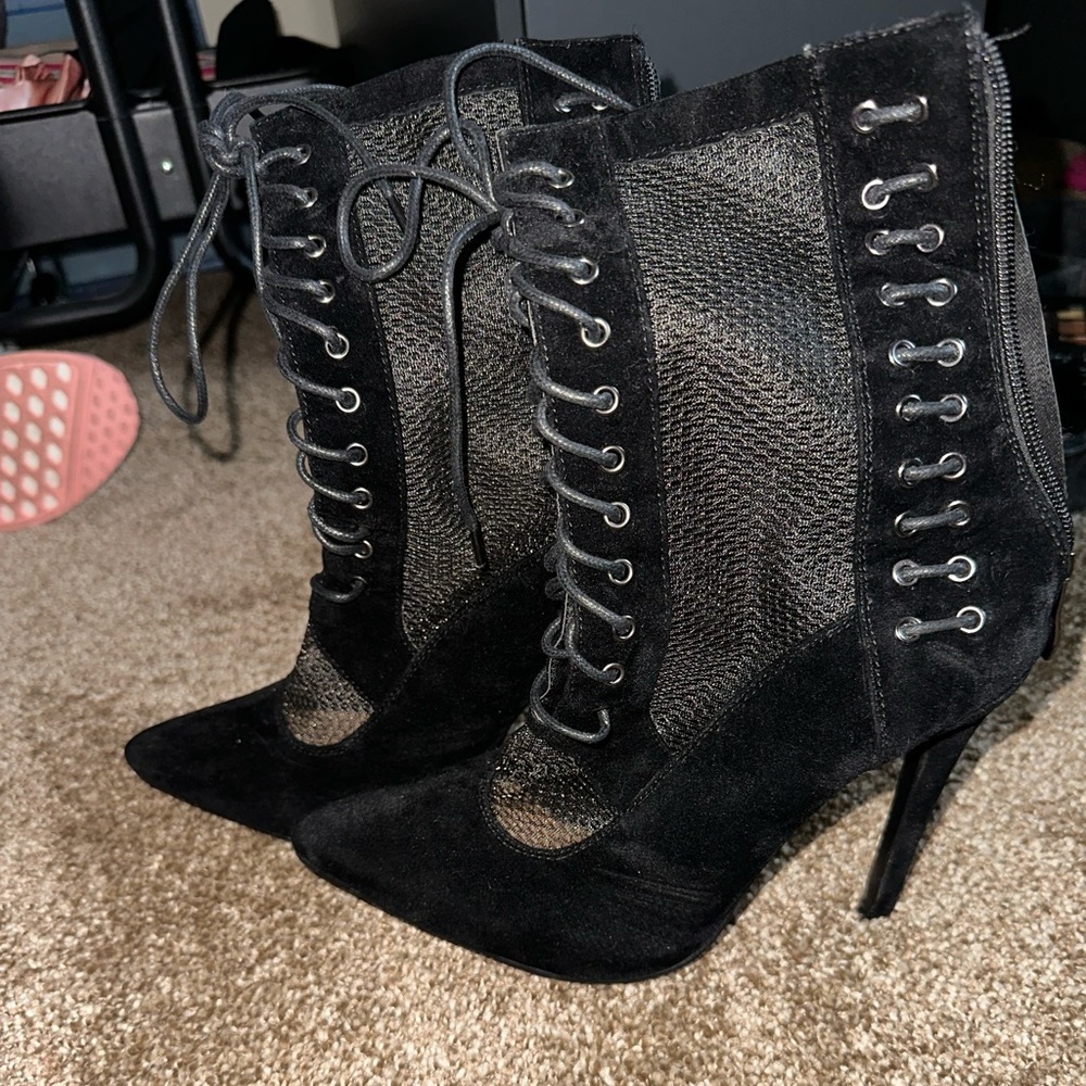 Stiletto zip up booties